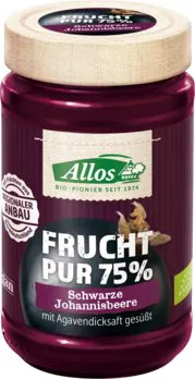 Allos Frucht Pur Aufstrich Schwarze Johannisbeere 75% BIO 250g