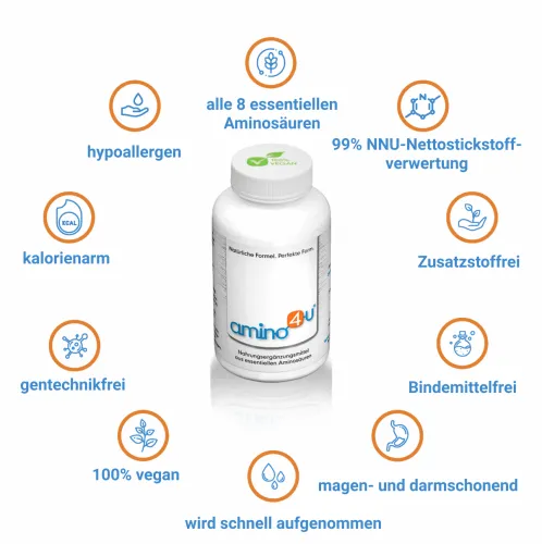 Amino4u essentielle Aminosäuren 300 Tabs vegan Vorteilsdose