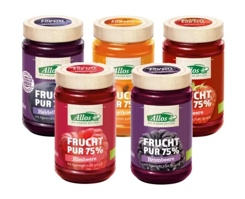 Angebot: 5 verschiedene Sorten Allos Frucht Pur Aufstrich 75% BIO