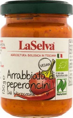 Arrabbiata di Peperoncini Würzcreme aus Chili und Paprika von LaSelva 130g BIO