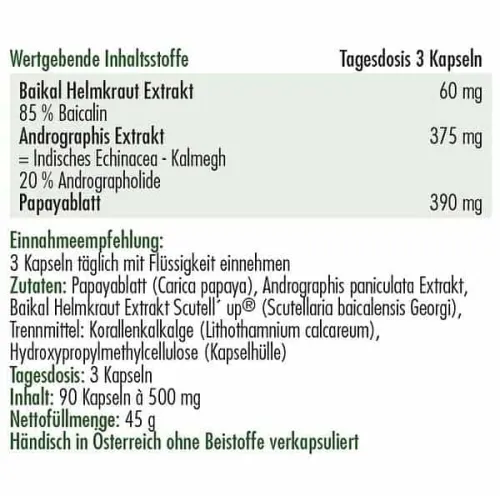 Baikal Helmkraut und Andrographis 90 vegetarische Kapseln