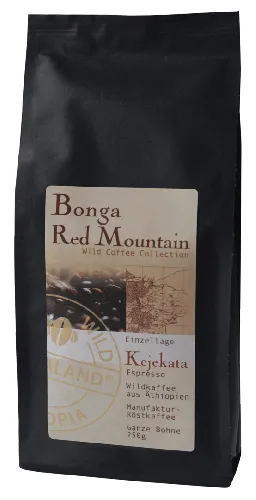 Bonga Red Mountain Kejekata Wildkaffee, Espresso ganze Bohne 250g BIO