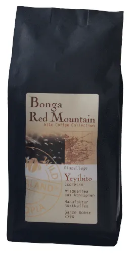 Bonga Red Mountain Wildkaffee Yeyibito, Espresso ganze Bohne 250g BIO