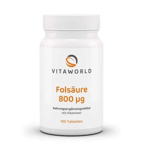 Folsäure 800µg 100 Tabletten von vitaworld