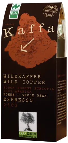 Kaffa Wildkaffee Espresso ganze Bohne 250g BIO