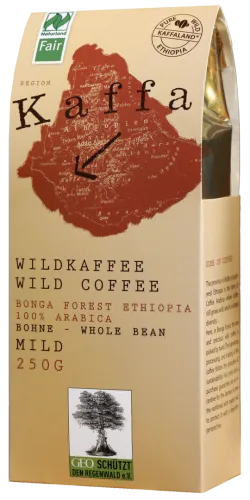 Kaffa Wildkaffee ganze Bohne 250g mild BIO