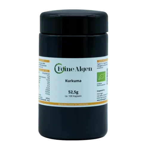 Kurkuma Kapseln BIO 100 Stück vegan von feine-algen