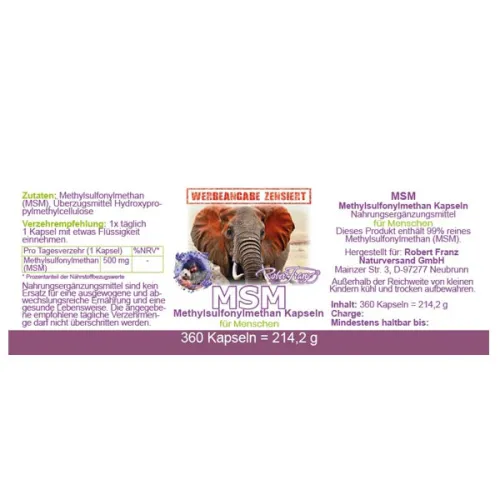 MSM von Robert Franz 360 Kapseln