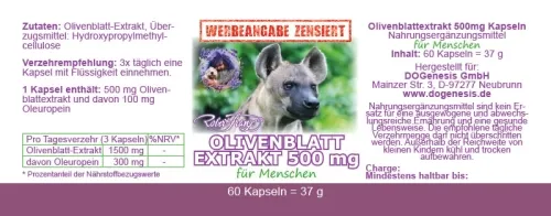 Olivenblattextrakt 500mg von Robert Franz 60 Kapseln