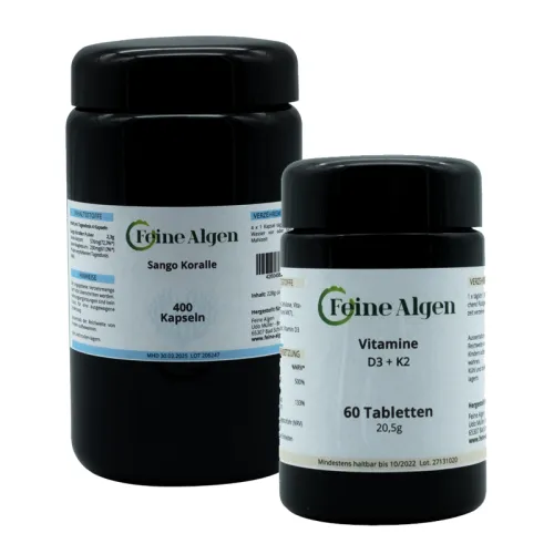Sango Meeres Koralle 400 Kapseln und D3 und K2 60 Kapseln Angebot 1