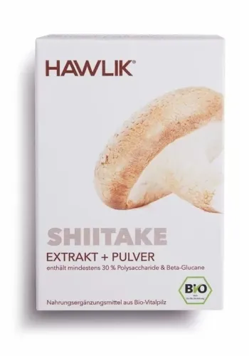 Shiitake Extrakt und Pulver Kapseln BIO 120 Stück Hawlik