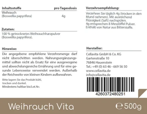 Weihrauch (Boswellia sacra) 500g Pulver