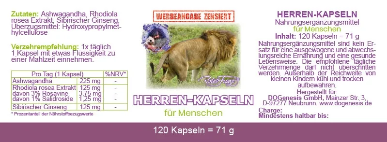 Herren-Kapseln für Menschen von Robert Franz 120 vegane Kapseln