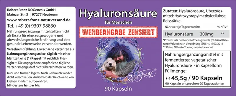 Hyaluronsäure von Robert Franz 90 vegetarischen Kapseln
