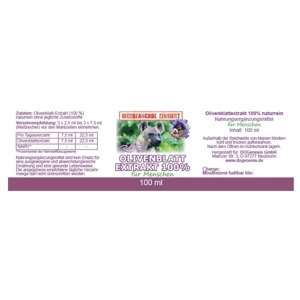 Olivenblattextrakt 100% naturrein 100ml von Robert Franz